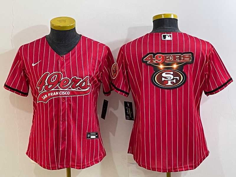Womens San Francisco 49ers Red Team Big Logo With Patch Cool Base Stitched Baseball Jerseys